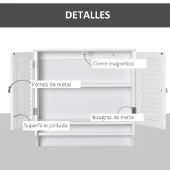 Armario auxiliar Tizza Kleankin 2 puertas con estante blanco 60x60x23 cm