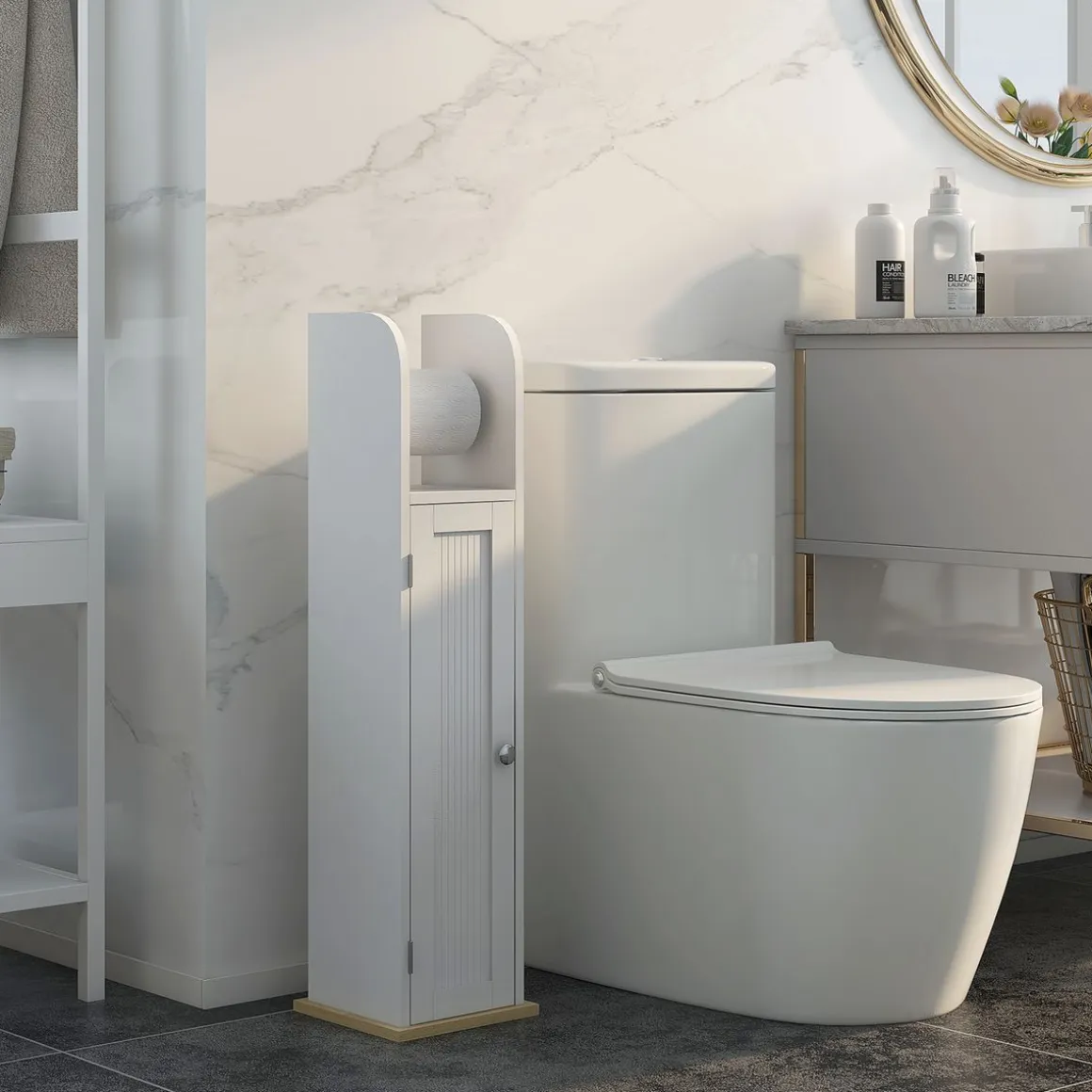 Armario auxiliar Turhe 3 compartimentos blanco 80x20x20 cm