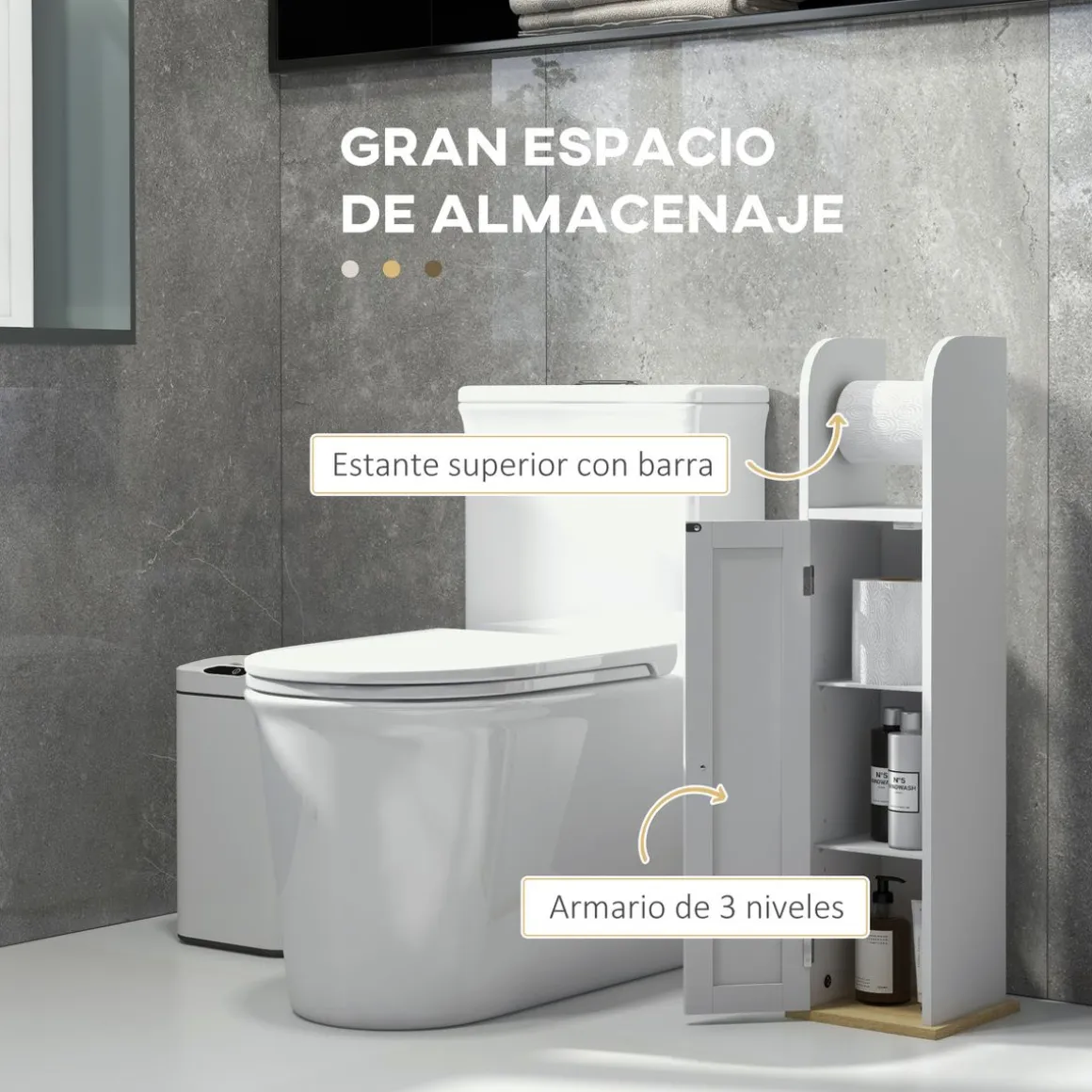 Armario auxiliar Turhe 3 compartimentos blanco 80x20x20 cm