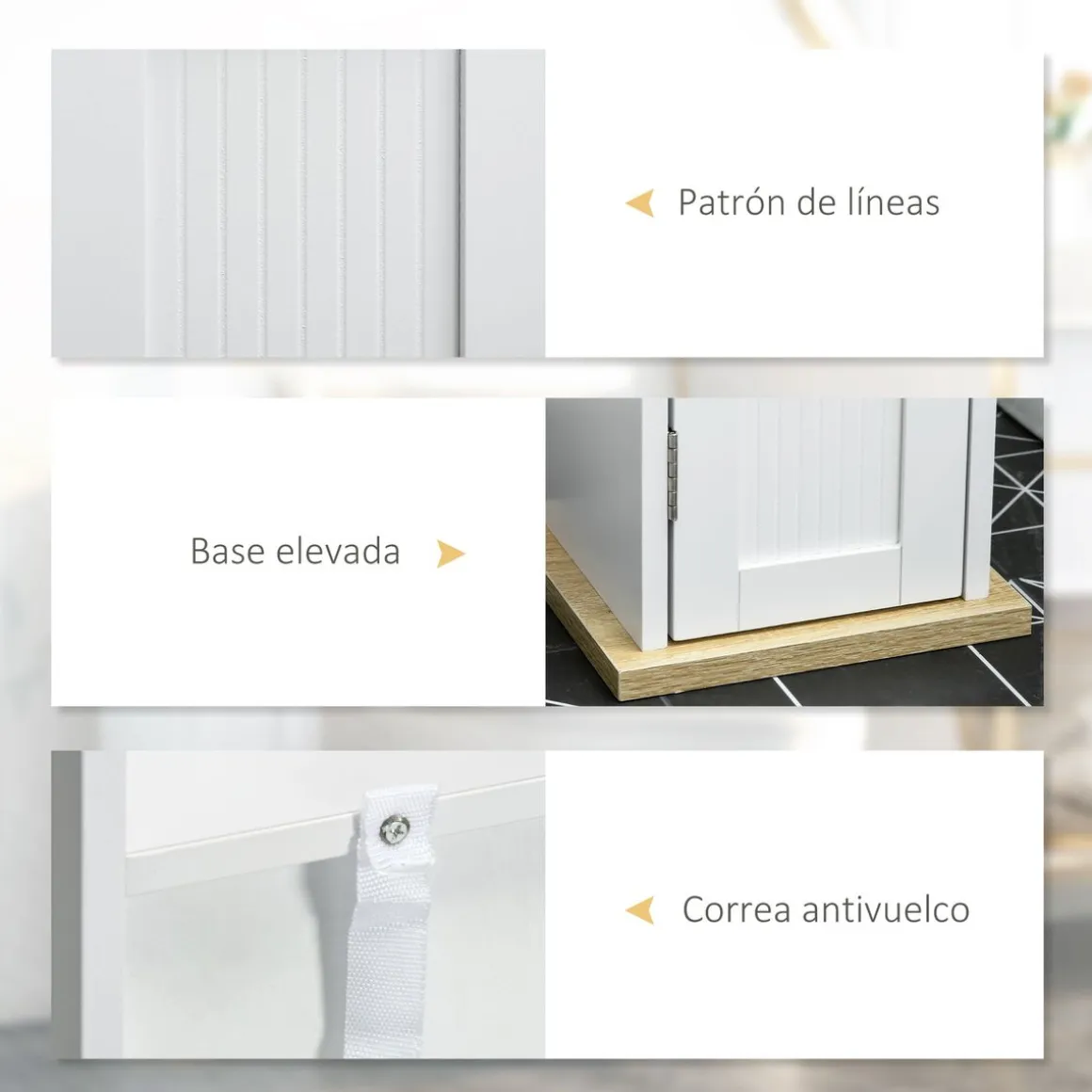 Armario auxiliar Turhe 3 compartimentos blanco 80x20x20 cm