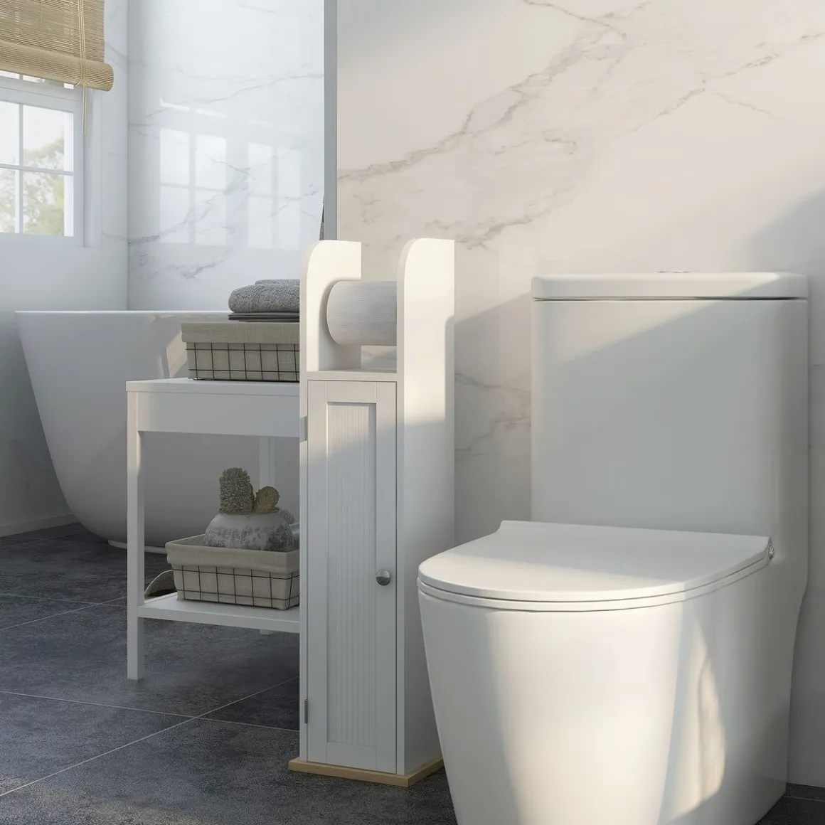 Armario auxiliar Turhe 3 compartimentos blanco 80x20x20 cm