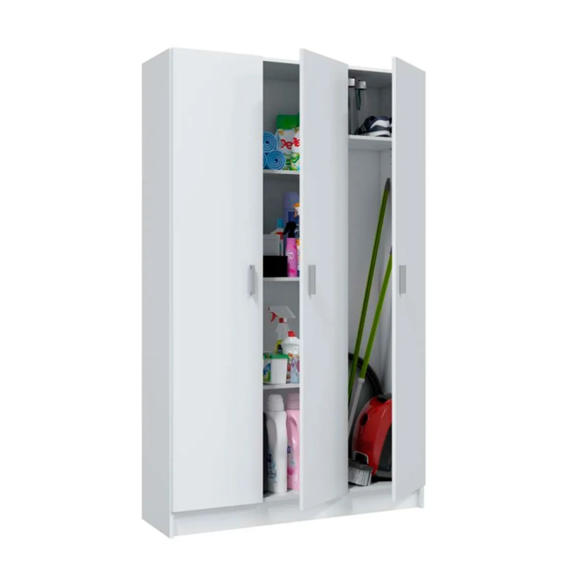 Armario auxiliar Use 3 puertas con escobero blanco 180x109x37 cm