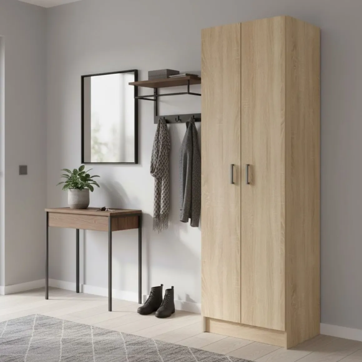 Armario auxiliar Use 2 puertas con 5 estantes natural 180x59x37 cm