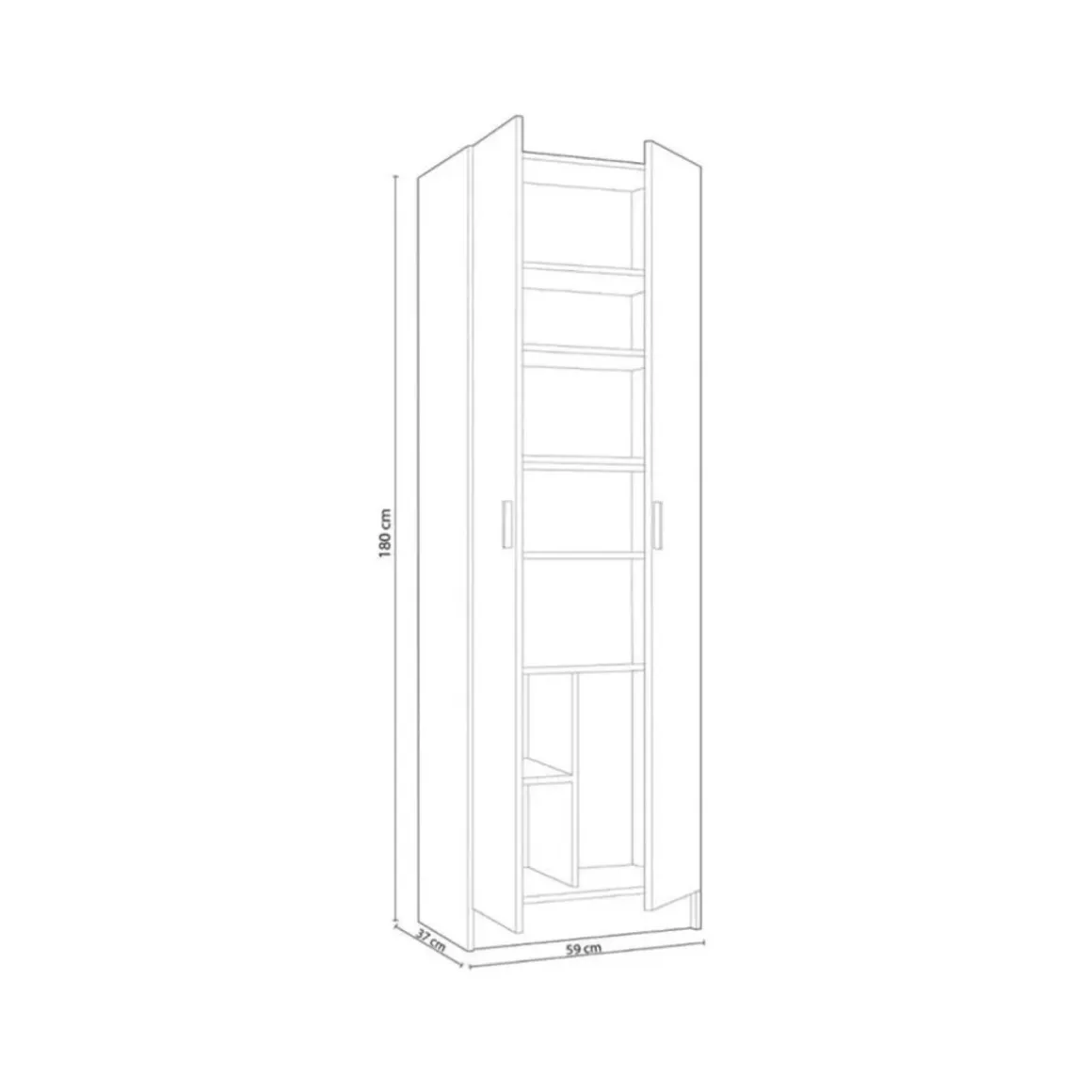 Armario auxiliar Use 2 puertas con estante 180x59x37 cm