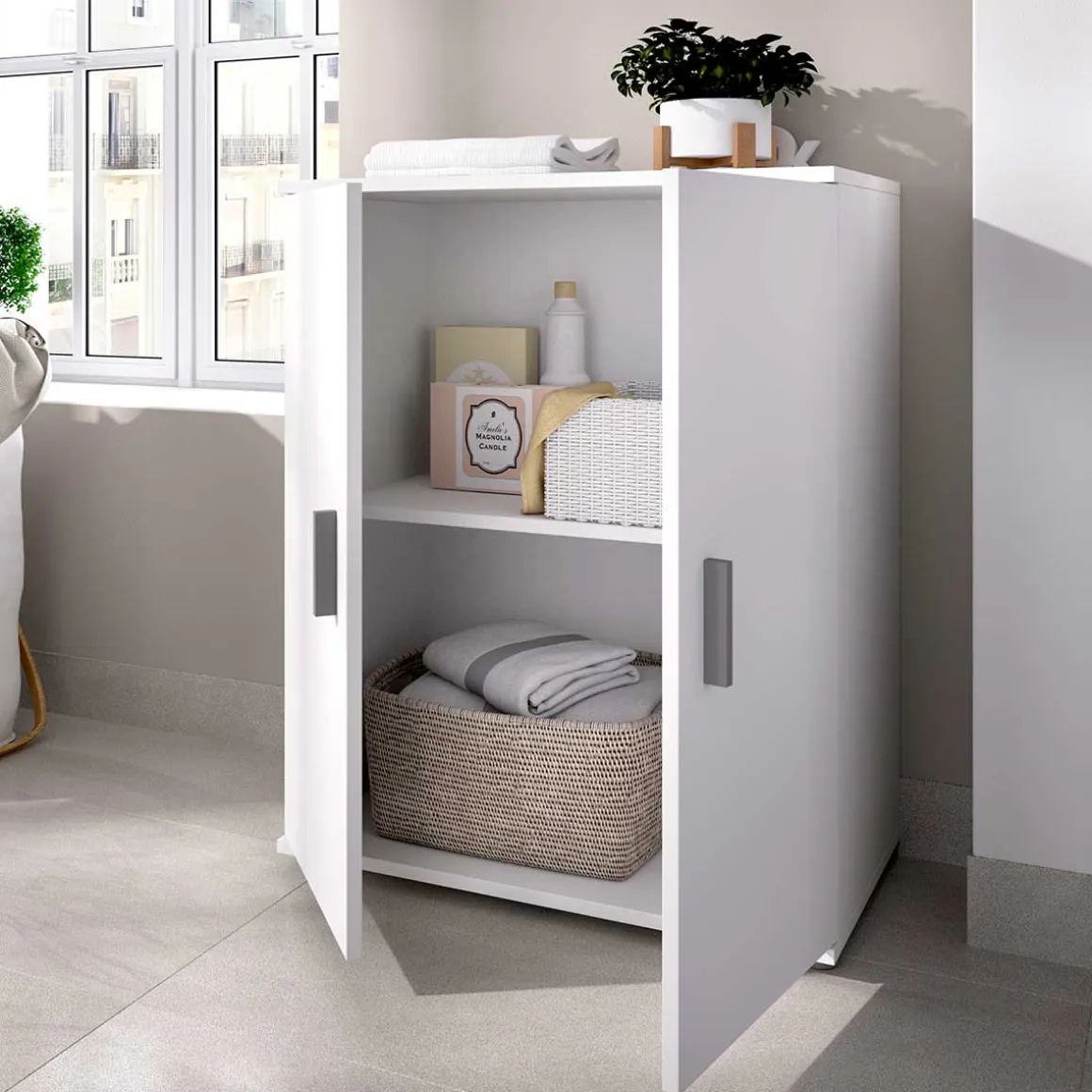 Armario bajo Fit 2 puertas 2 estantes blanco 83,8x60,9x35 cm