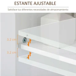 Armario bajo para baño Kleankin 2 puertas + estante ajustable blanco 60x60x30 cm
