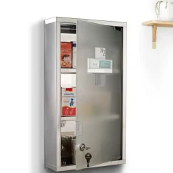 Armario botiquín Homcom 3 niveles acero inox 48x25x12 cm