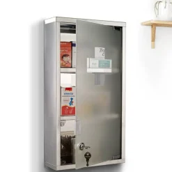 Armario botiquín Homcom 3 niveles acero inox 48x25x12 cm