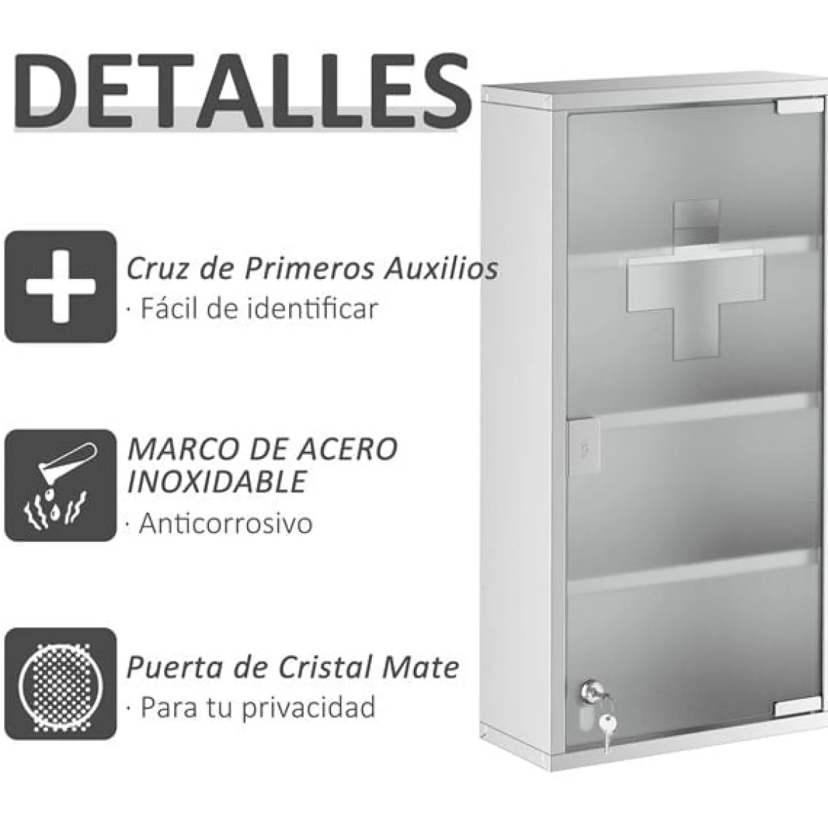 Armario botiquín Homcom 4 niveles acero inox 60x30x12 cm