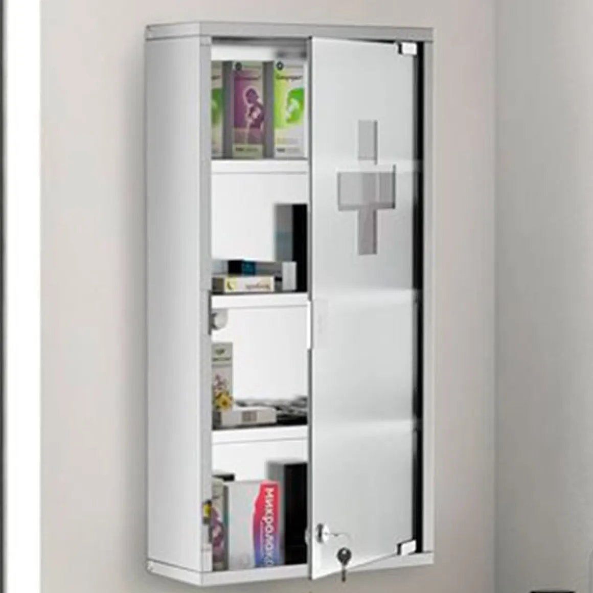 Armario botiquín Homcom 4 niveles acero inox 60x30x12 cm