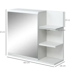 Armario colgante Kleankin con espejo+3 estantes blanco 50x60x18 cm