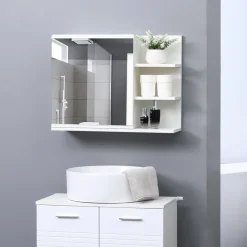 Armario colgante Kleankin con espejo+3 estantes blanco 50x60x18 cm
