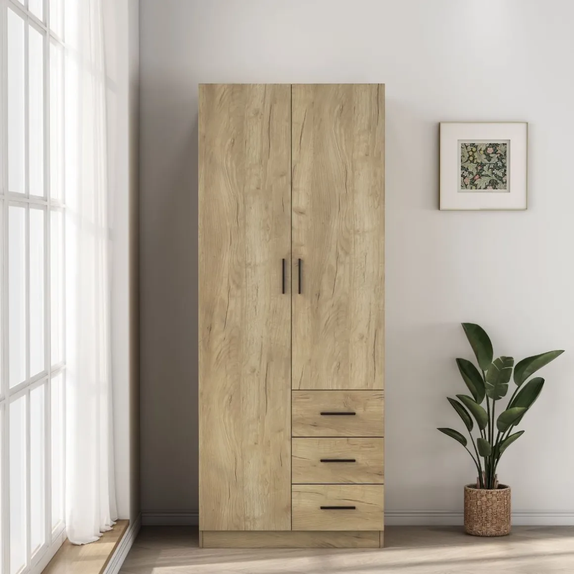 Armario Colorado 2 puertas con 3 cajones 200x80x58 cm