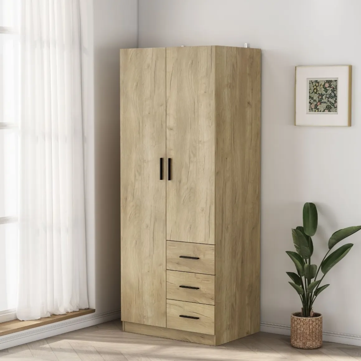 Armario Colorado 2 puertas con 3 cajones 200x80x58 cm