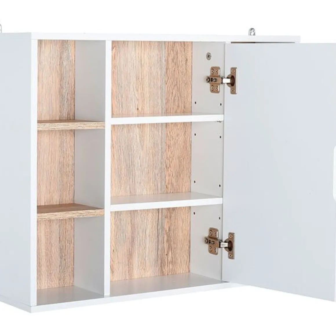 Armario con espejo de baño blanco y roble 60x14,5x49,4 cm