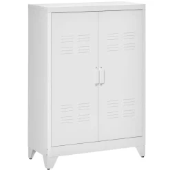 Armario Corvino Homcom 2 puertas metálico blanco 110x75x33 cm