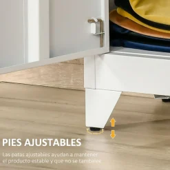 Armario Corvino Homcom 2 puertas metálico blanco 110x75x33 cm