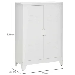 Armario Corvino Homcom 2 puertas metálico blanco 110x75x33 cm