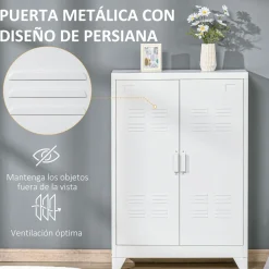 Armario Corvino Homcom 2 puertas metálico blanco 110x75x33 cm