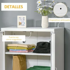 Armario Corvino Homcom 2 puertas metálico blanco 110x75x33 cm