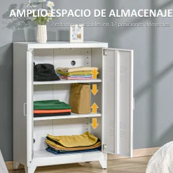 Armario Corvino Homcom 2 puertas metálico blanco 110x75x33 cm