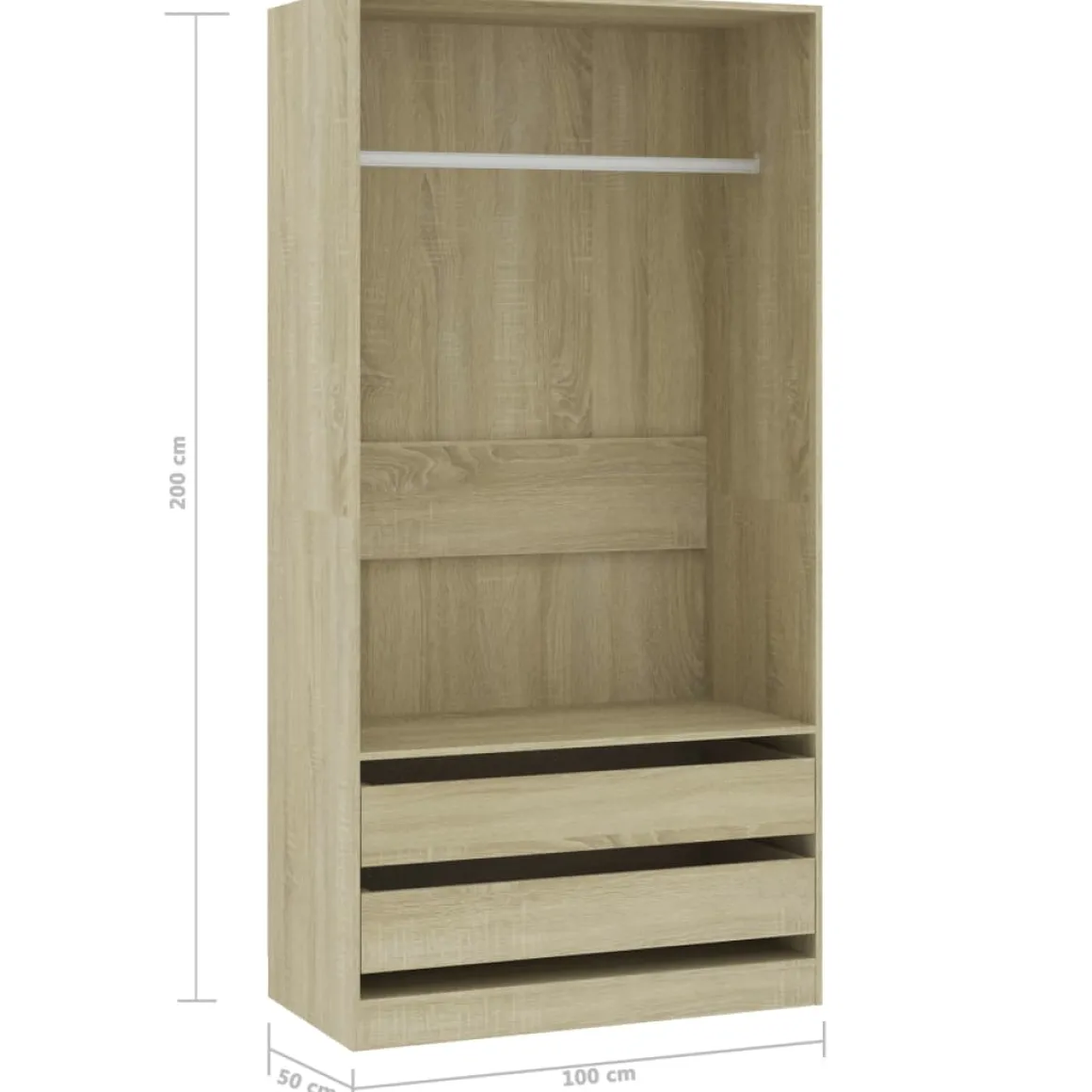 Armario Dafne sin puertas 2 cajones 200x100x50 cm