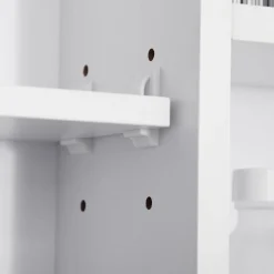 Armario de baño Almendra Kleankin con puerta espejo y compartimentos blanco 70x100x15 cm