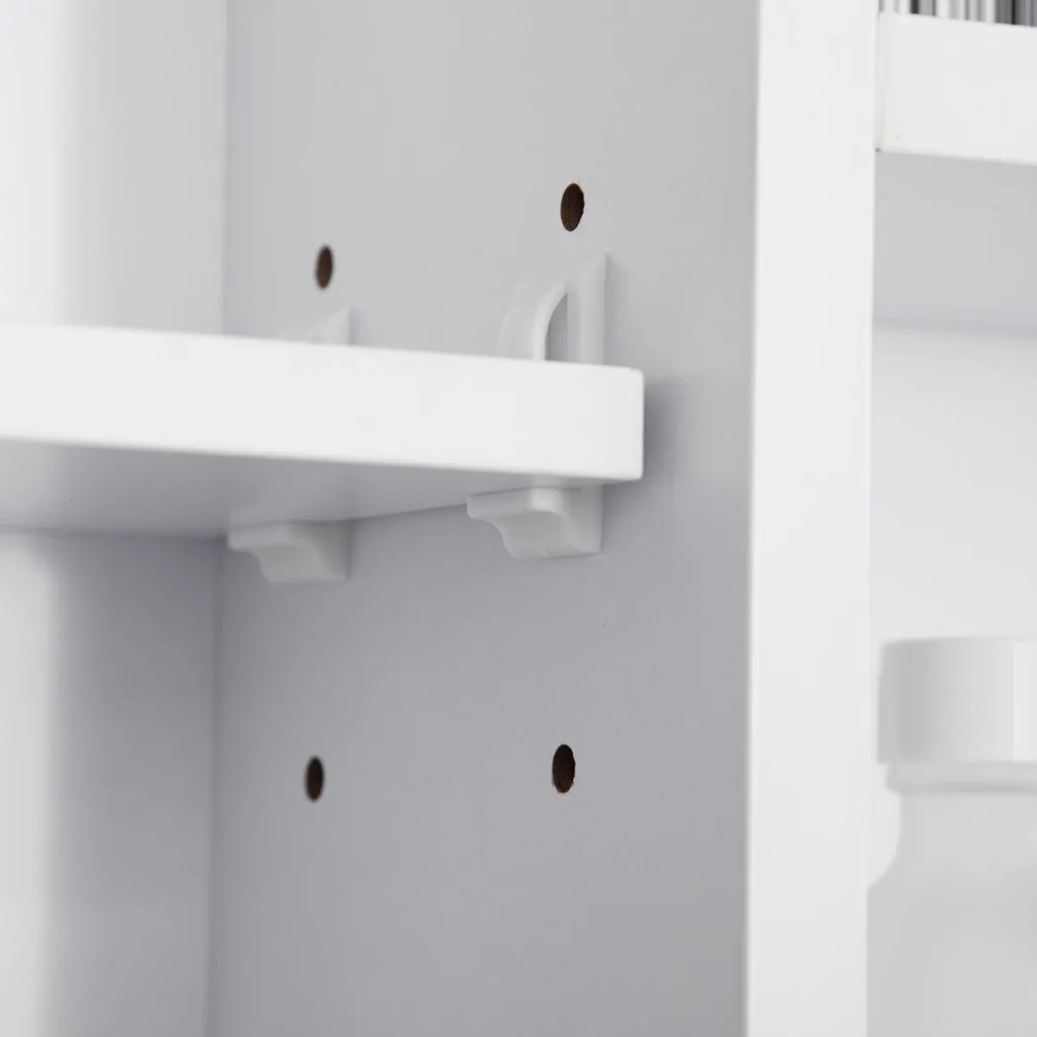 Armario de baño Almendra Kleankin con puerta espejo y compartimentos blanco 70x100x15 cm
