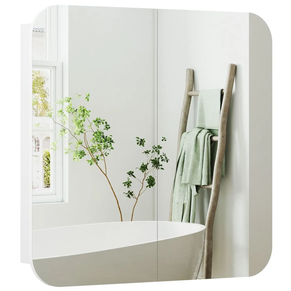 Armario de baño Arona Homcom 2 puertas con espejo blanco 66x13x68 cm
