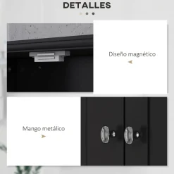 Armario de baño Bosque Kleankin doble puerta con compartimento negro 66x50,8x17,8 cm
