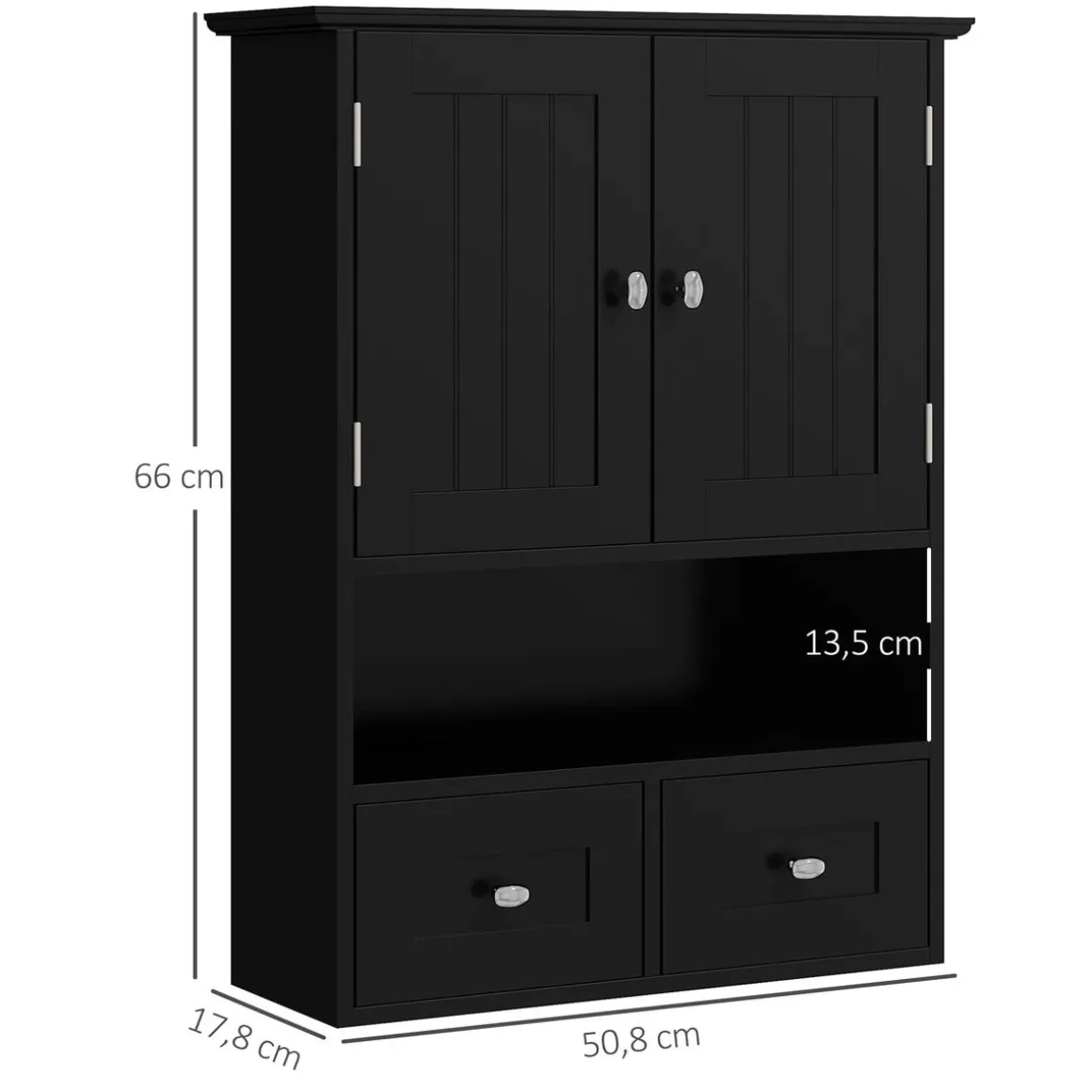 Armario de baño Bosque Kleankin doble puerta con compartimento negro 66x50,8x17,8 cm