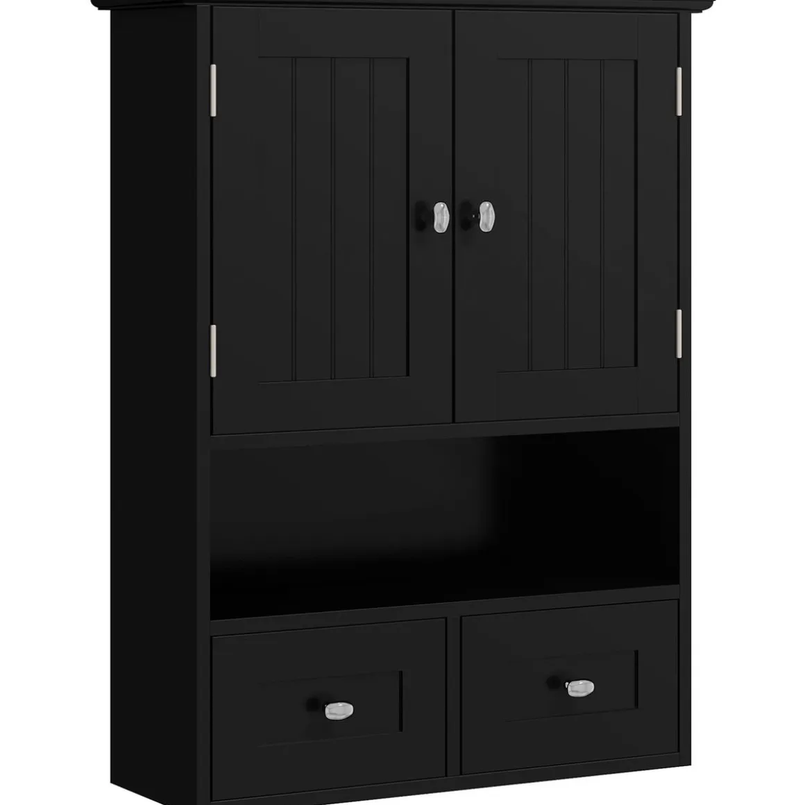 Armario de baño Bosque Kleankin doble puerta con compartimento negro 66x50,8x17,8 cm