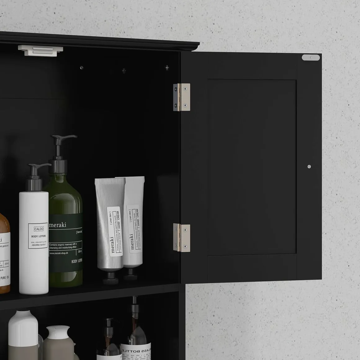 Armario de baño Bosque Kleankin doble puerta con compartimento negro 66x50,8x17,8 cm