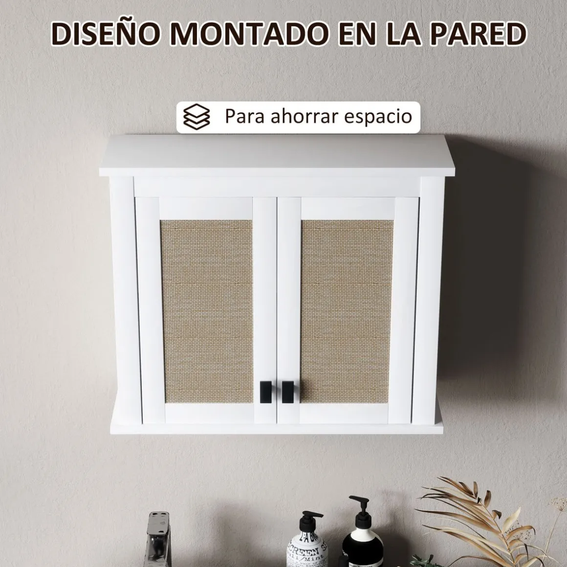 Armario de baño Brisa Homcom 2 puertas blanco/natural 49,4x60x19,5 cm