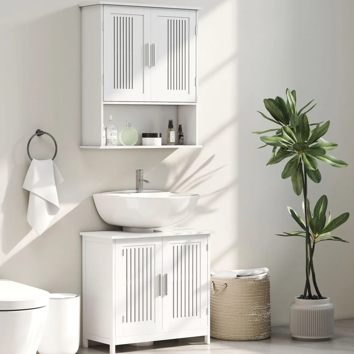 Armario de baño Clara Kleankin 2 puertas con estante blanco 70x60x20 cm