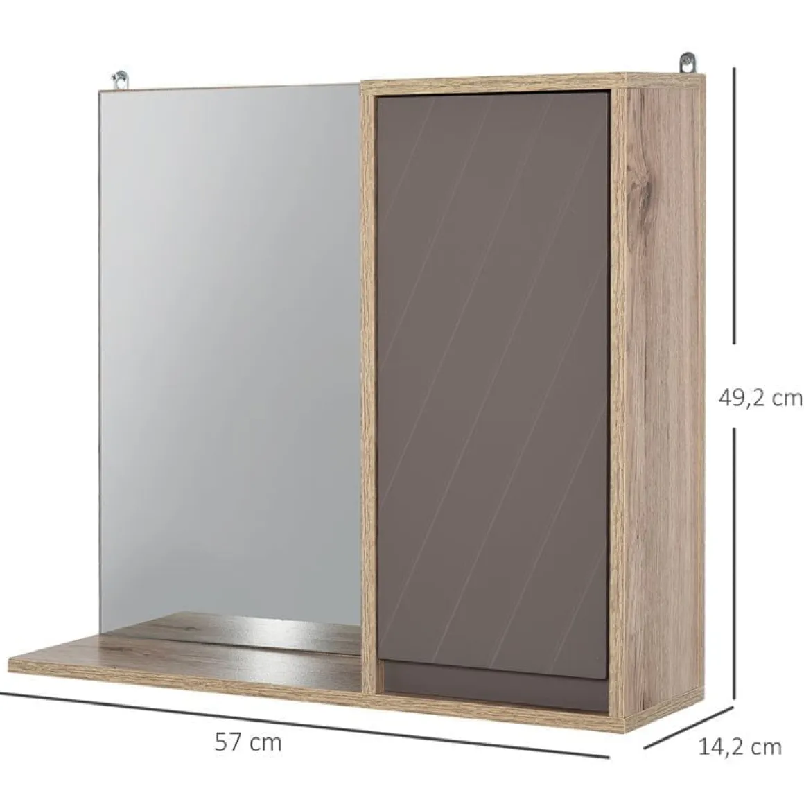 Armario de baño colgante Homcom con espejo natural/gris 49,2x57x14,2 cm