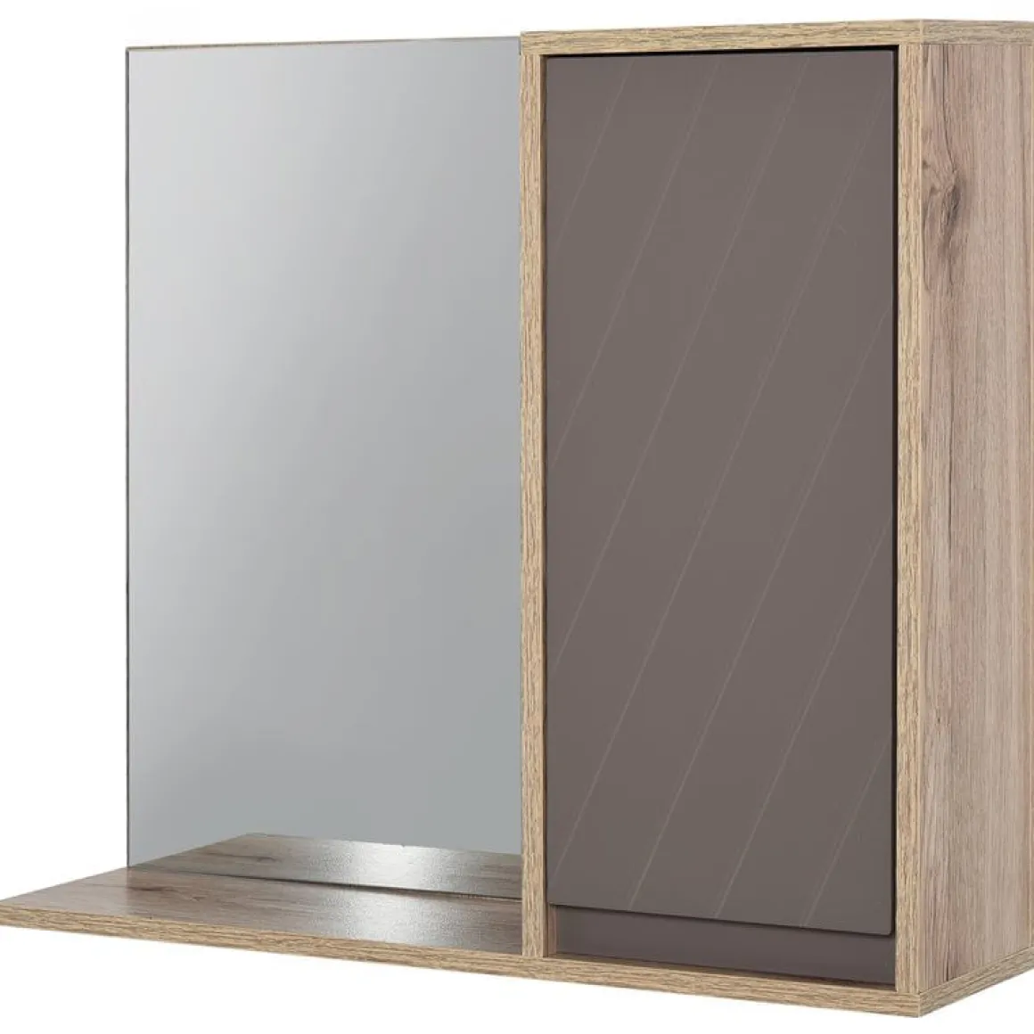 Armario de baño colgante Homcom con espejo natural/gris 49,2x57x14,2 cm