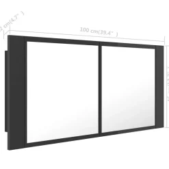 Armario de baño con espejo Rieti con luz LED 45x100x12 cm