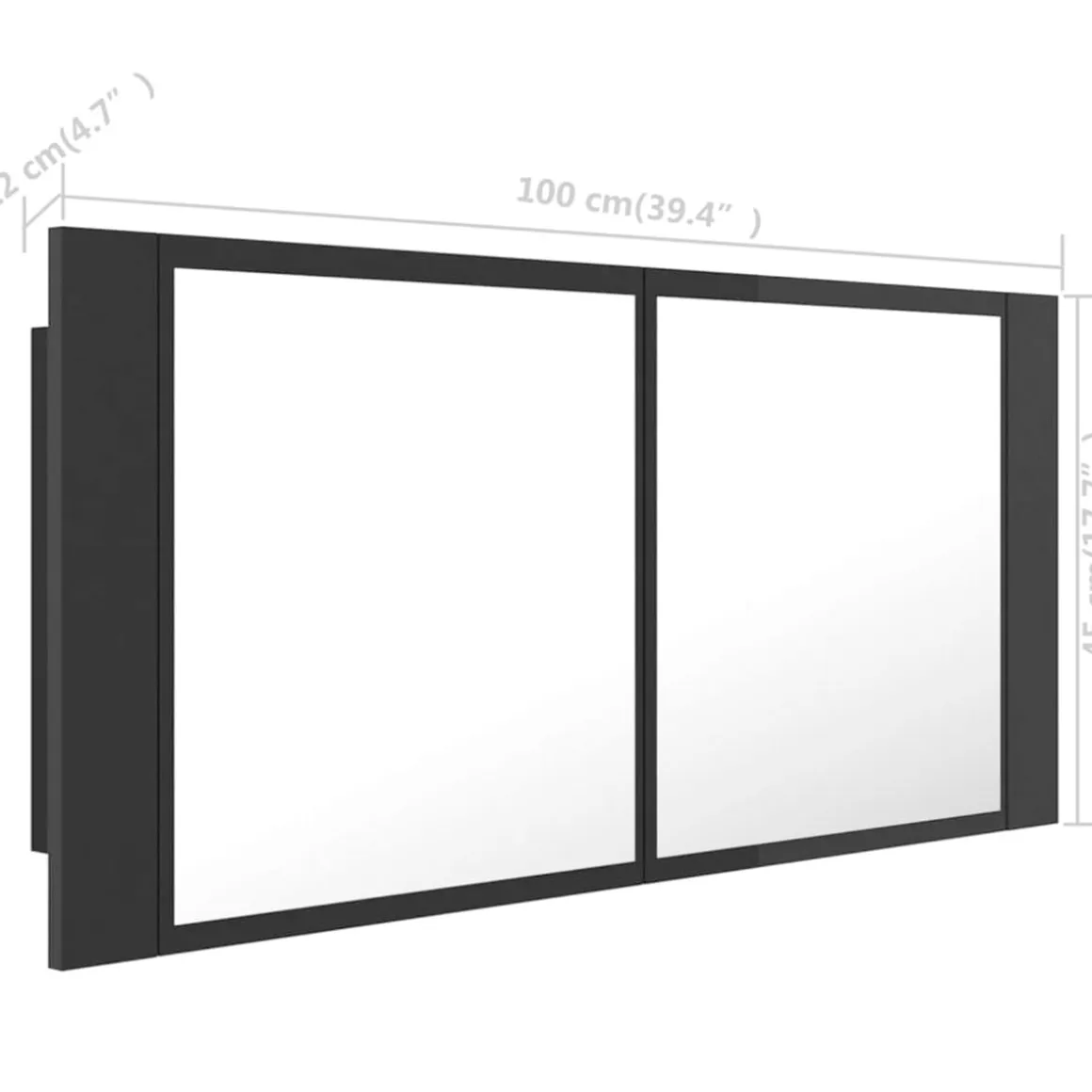 Armario de baño con espejo Rieti con luz LED 45x100x12 cm