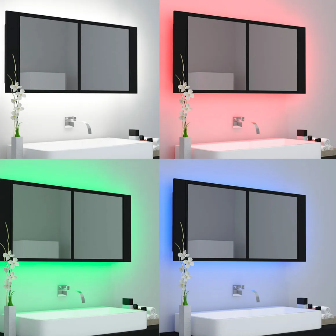 Armario de baño con espejo Rieti con luz LED 45x100x12 cm