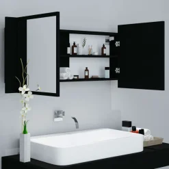 Armario de baño con espejo Rieti con luz LED 45x100x12 cm