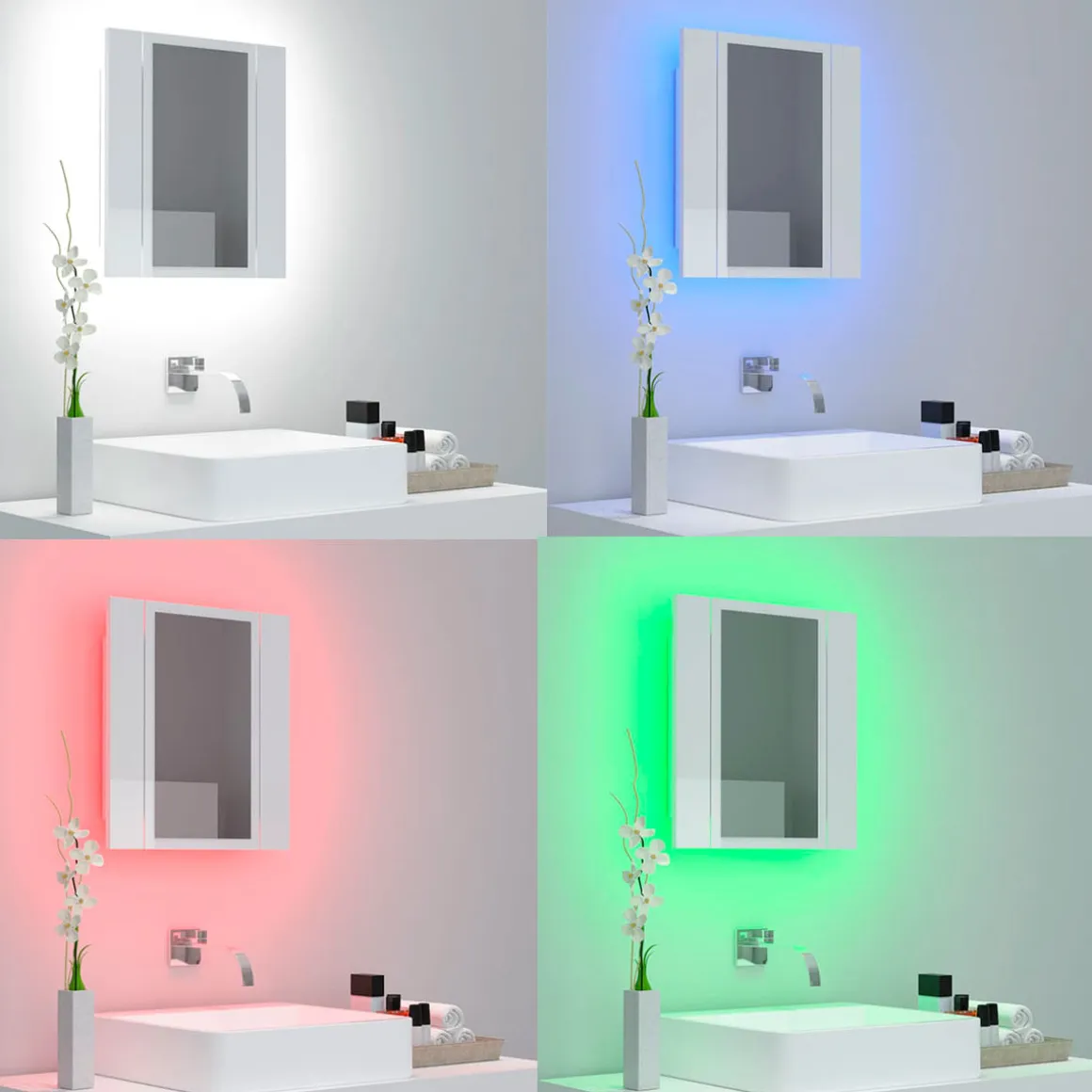 Armario de baño con espejo Rimini con luz LED 45x40x12 cm