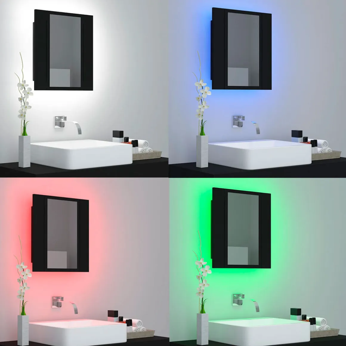 Armario de baño con espejo Rimini con luz LED 45x40x12 cm