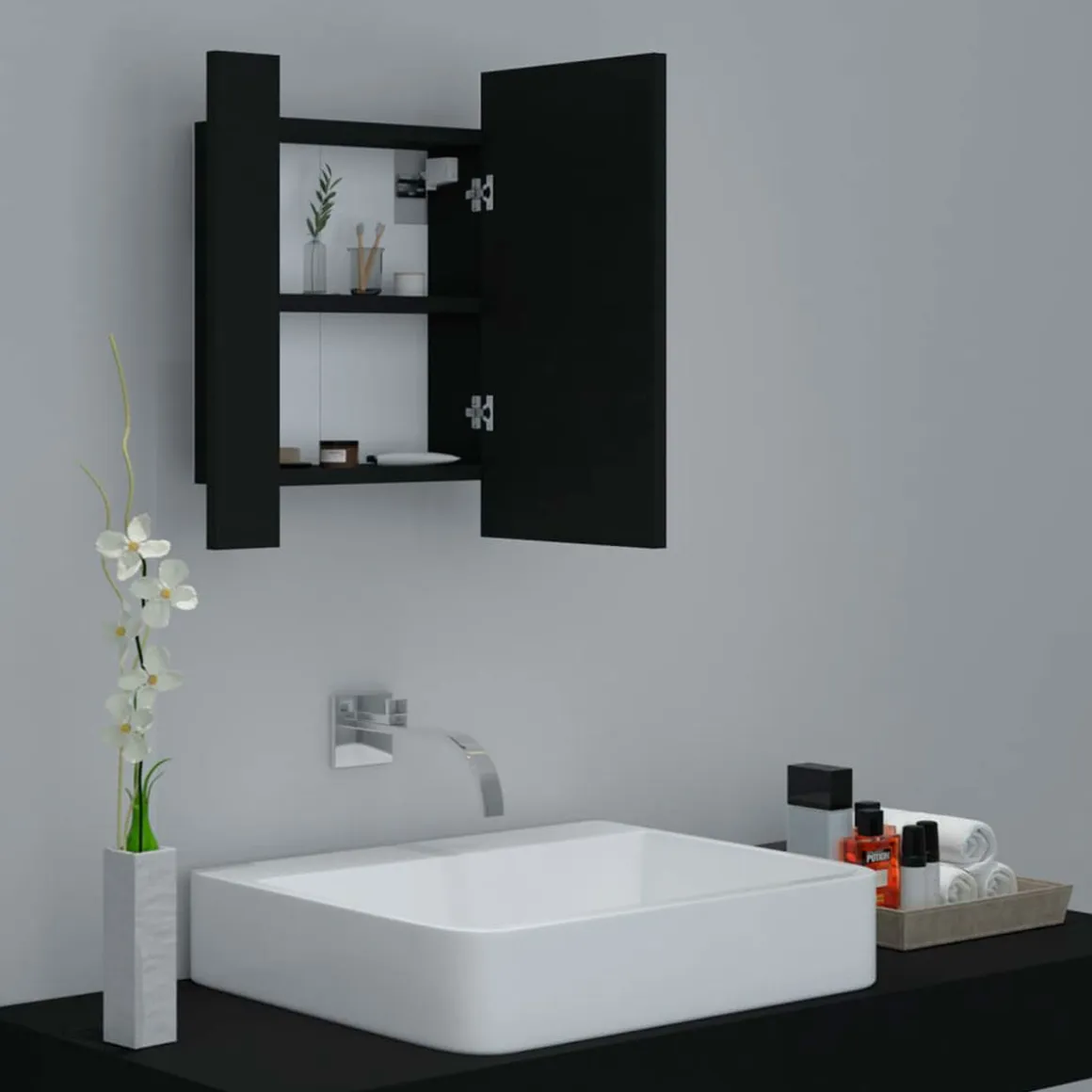 Armario de baño con espejo Rimini con luz LED 45x40x12 cm