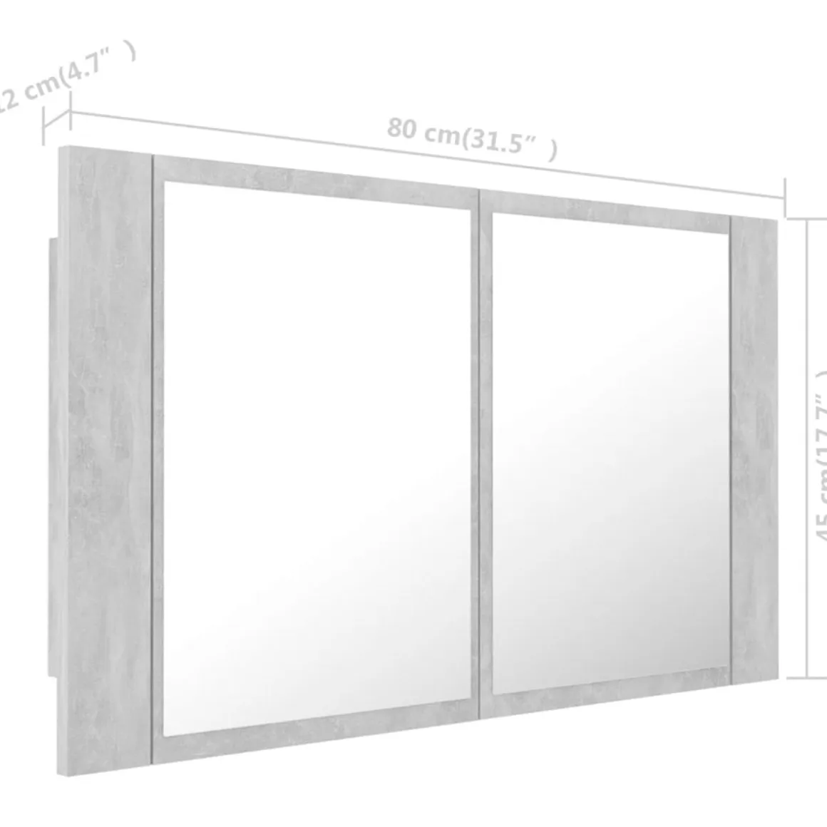 Armario de baño con espejo Rieti con luz LED 45x80x12 cm
