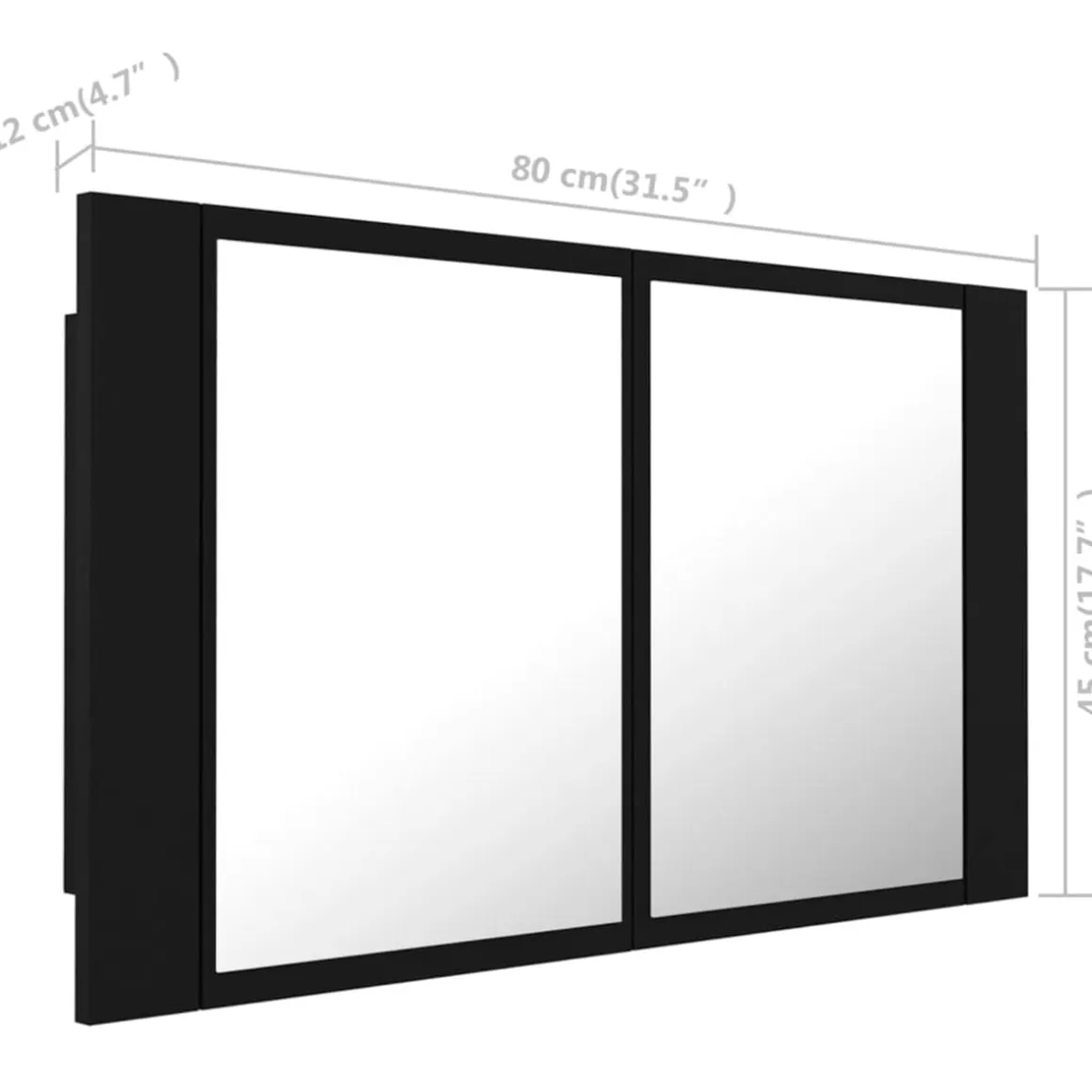 Armario de baño con espejo Rieti con luz LED 45x80x12 cm