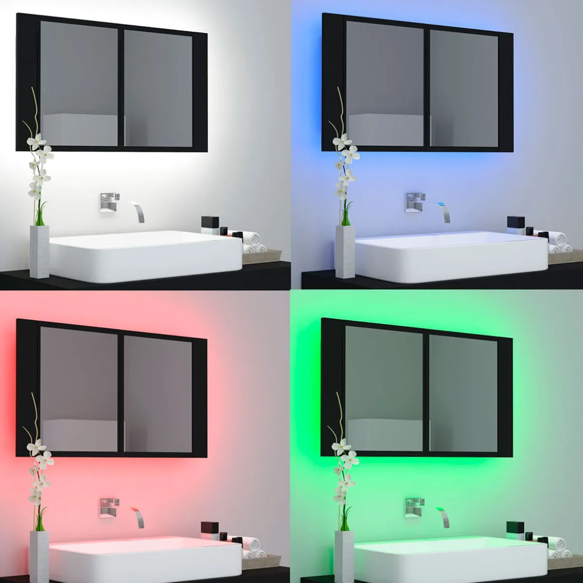 Armario de baño con espejo Rieti con luz LED 45x80x12 cm