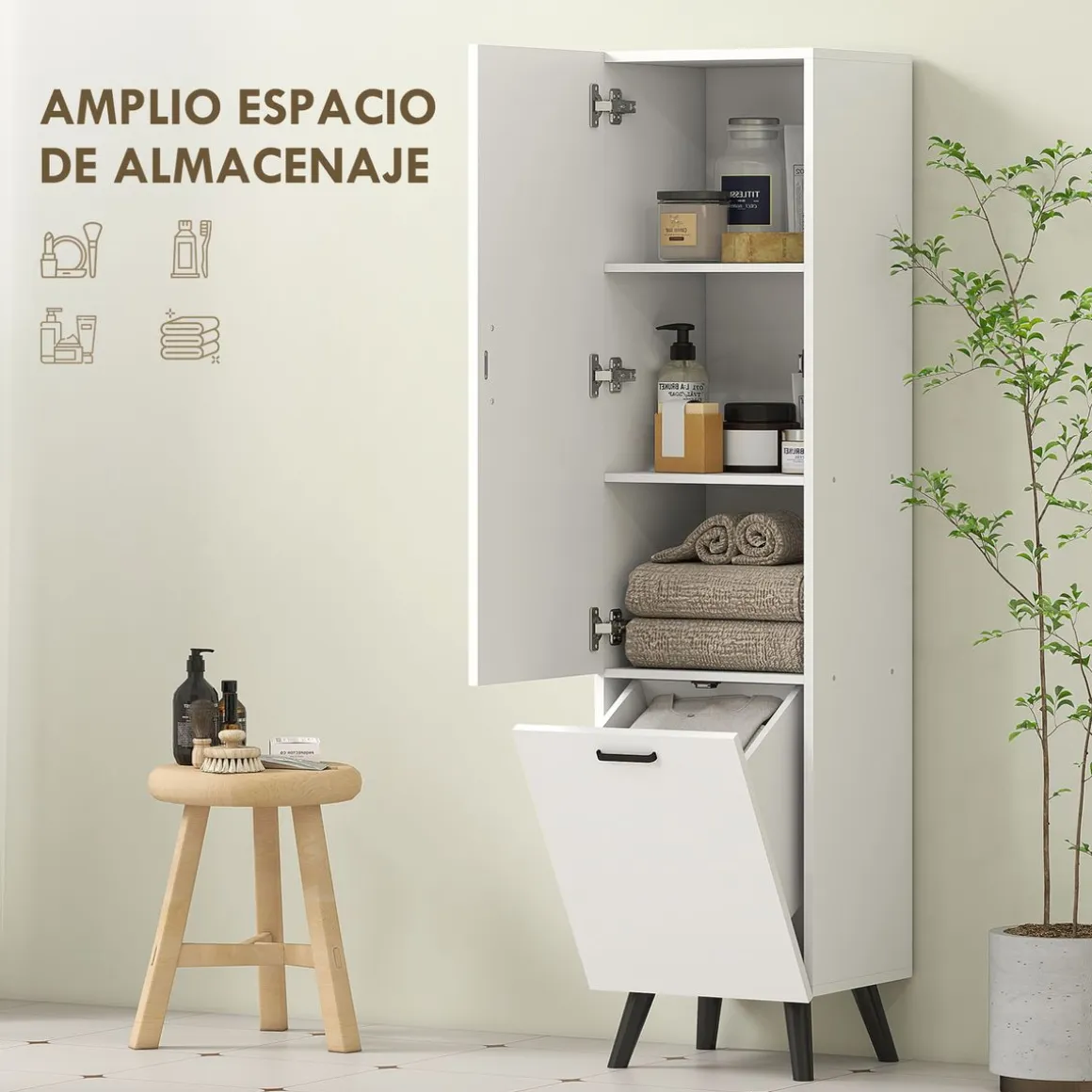 Armario de baño Elite Homcom 2 puertas blanco 144x35x31,5 cm