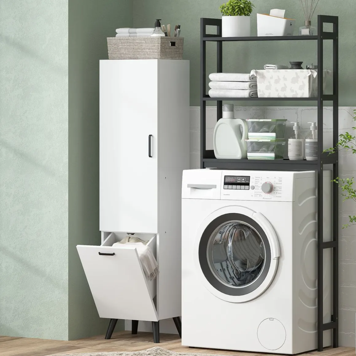 Armario de baño Elite Homcom 2 puertas blanco 144x35x31,5 cm