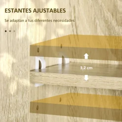 Armario de baño Enebro Kleankin con espejo, estantes y toallero natural 70x60x15 cm